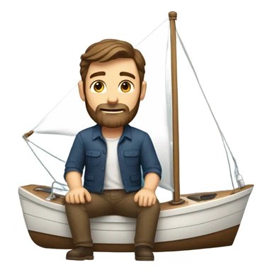 Brown hair man with beard on a sailboat sticker
