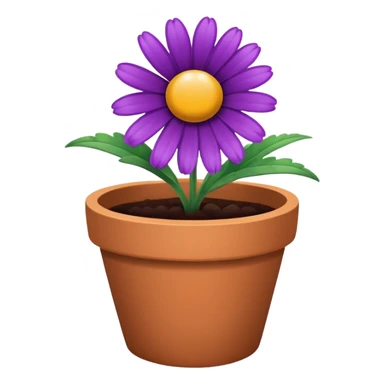 single purple daisy flower pot sticker