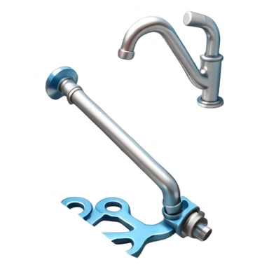 3D illustration of a metal wrench tightening a pipe under a sink, clean Pixar-like 3D style, soft shadows, simple background, plumbing tool focus, vibrant but not exaggerated

 sticker