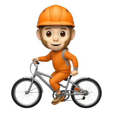 monkey with orange bicycle helmet, sweatshirt sticker