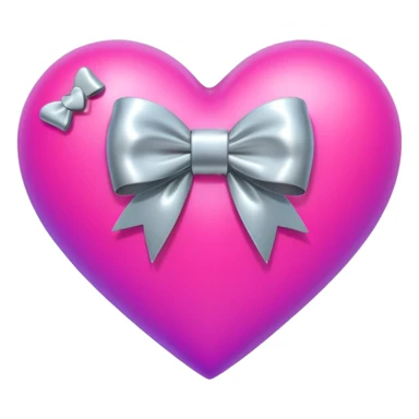 neon heart with a silver bow and heart pattern on the bow sticker