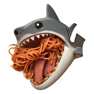 shark eating spaghetti bolognaise  sticker