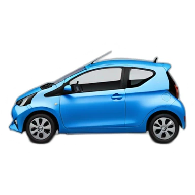 blue toyota aygo from 2016 with a black roof sticker