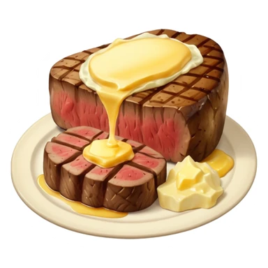 butter on steak with patato sticker