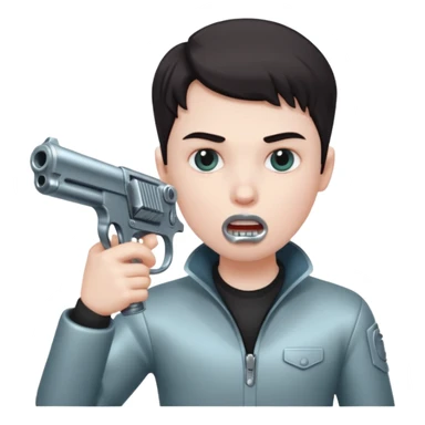 Gun in mouth sticker