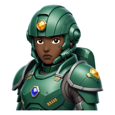 Cinematic Realistic StarCraft Terran Marine Portrait, head tilted epicly and inquisitively, showcasing a commanding presence and battle-hardened spirit. His steely gaze, set against intricately engineered tactical armor in dark green and grey, is rendered with lifelike clarity and dramatic lighting, high shine, epic and awe-inspiring, embodying the futuristic valor of a Terran warrior. sticker