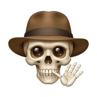 Skull wearing brown hat and hand sing to silence  sticker