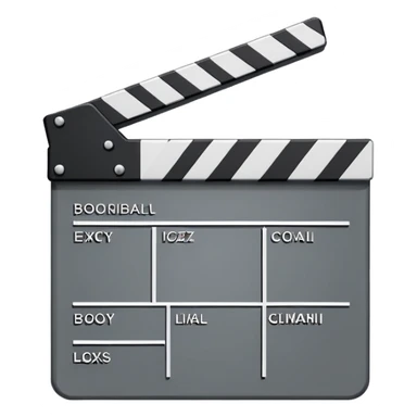 movie clapperboard with geometric outline, precise thin black lines and only one diagonal line crossing through, clean design sticker