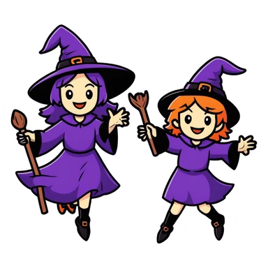 Smiling witches  sticker