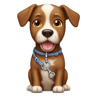 Brown dog with leash ￼ sticker
