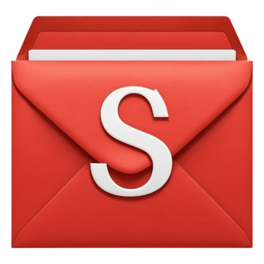 red envelope with white "S" logo sticker