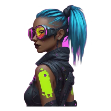 cyberpunk girl neon sticker