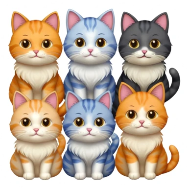 6 cats with different coloured coats sticker