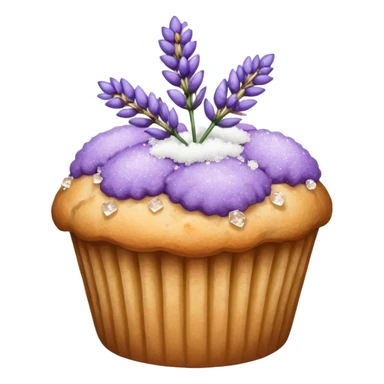 Lavender flower sprig muffin with berry and sugar crystals sticker