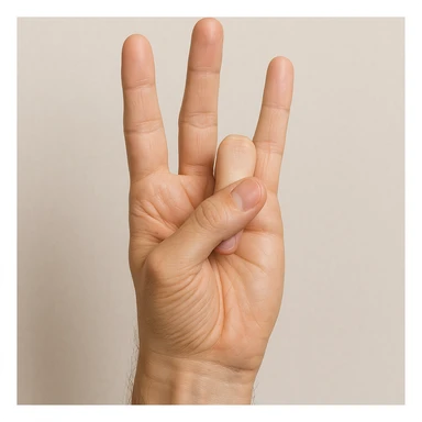 realistic hand gesture with the fourth finger (ring finger) hidden sticker