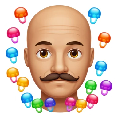 bald guy with a mustache made out of jellies sticker