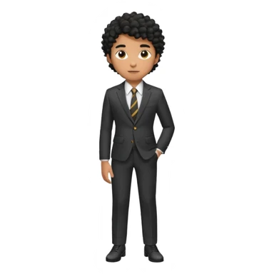 Young man, brown skin, black curly hair, tailored trousers, suit jacket, and tie

 sticker