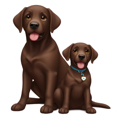 Chocolate Labrador mum and pup sticker