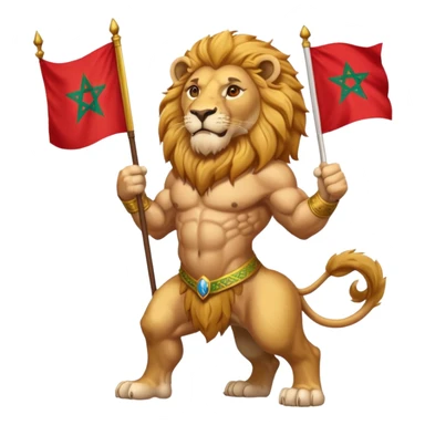 A atlas lion holding a morocco flag sticker