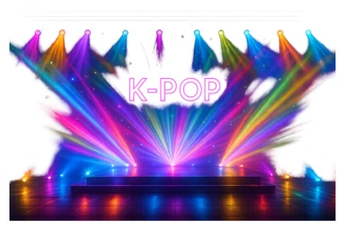 kpop stage with spotlights, vibrant sticker