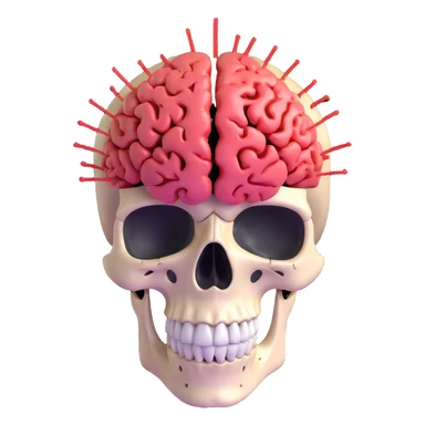 skull with brain popping out in a burst of light sticker