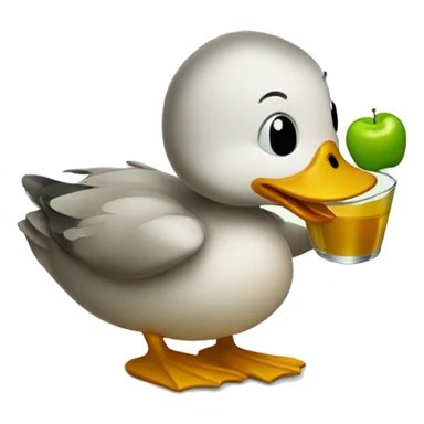 A duck drinking apple juice  sticker