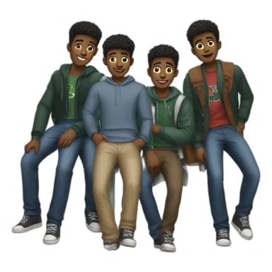 group of college boys sticker