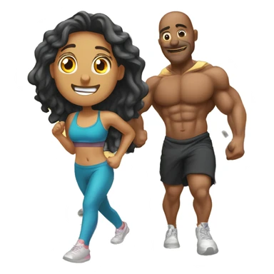 Chico y chica cargando pesas en el gym  sticker