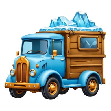 The Flintstones shiny crushed-dark-ice-blue frozen Scooby Doo 1912 antique long-wheelbase cab over off-road low rider moving truck  sticker