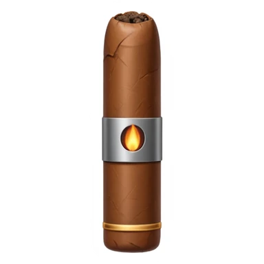 Emoji-style cigar icon, dark brown wrapper, subtle smoke, minimalistic, clean silhouette, metal details sticker