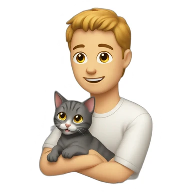cat petting man sticker