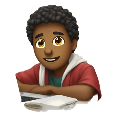 male student sitting at a school desk with a Chromebook with a blanket  sticker