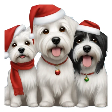 Two Westies and a black Havanese Christmas sticker