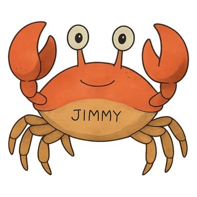 ghibli style friendly crab named Jimmy sticker
