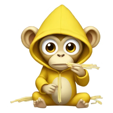 Yellow Monkey wearing hoodie and eat enoki sticker
