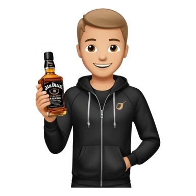 Junge mit schwarzen Jogginganzug und Jacky Flasche in der Hand sticker