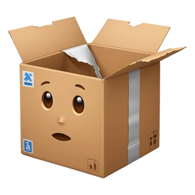 damaged or broken package, simple, clear, no text sticker