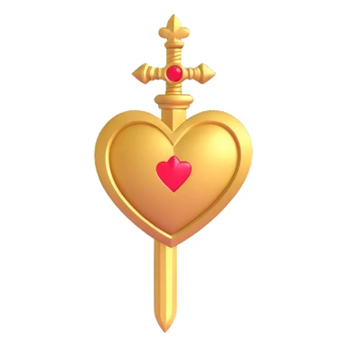 golden heart with a golden dagger crossing it, highly detailed sticker