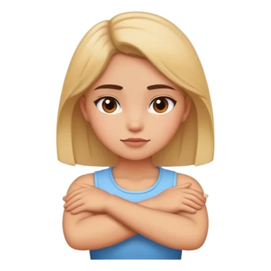 Girls arms crossed near neck sticker