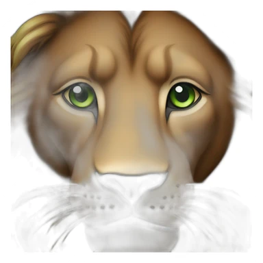 brown lion with a dark brown mane and green eyes sticker