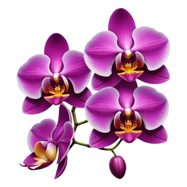 Masterpiece, still life, 4k, 8000x8000px, ultra detailed, hyperrealism, bold, vivid, incredibly beautiful, orchid flowers in a variety of shades. Must have transparent background. sticker