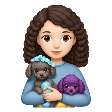 gray toy poodle on brunette girls arms sticker