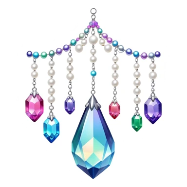 Iridescent big giant glistening glossy sparkly shiny glittery hanging crystals pearls and beads and gemstones decorations sticker