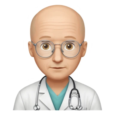 white male doctor a little bald no wrinkles long ears sticker