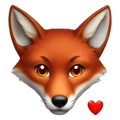 dark red fox face with tiny red heart instead of eyes sticker