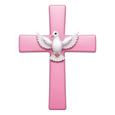 Pink and white simple cross with a dove  sticker