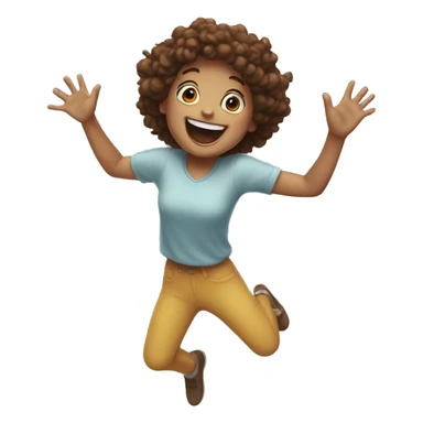 happy person jumping at reaching out arms sticker