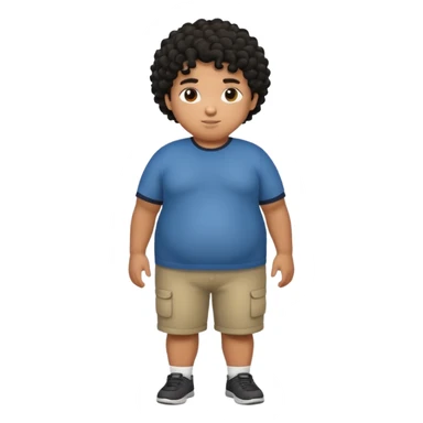 fat person emoji but make him brown skin and curly black hair make it a whole body image and the person is a boy who’s fat sticker