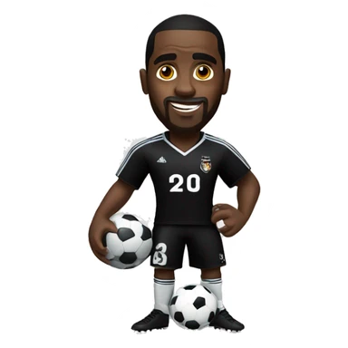 p diddy wearing a black soccer jersey holding a socce sticker