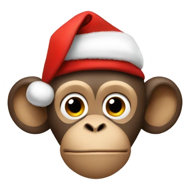 Monkey wearing a Santa hat sticker